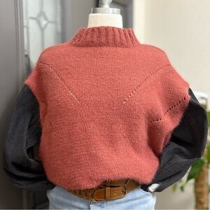 POL Women’s Oversized Denim Drop Sleeve Cropped Sweater | Size M